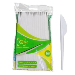 Plastic Knife White Q Pac(1X50)