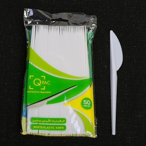 PLASTIC KNIFE WHITE Q PAC  40*50PCS